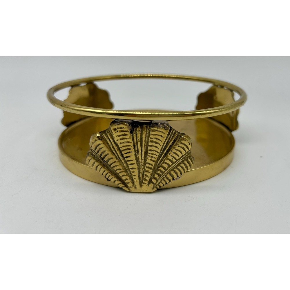 Vintage Seashell Brass Ethan Allen Candle Holders Ornate Large Hollywood Regency